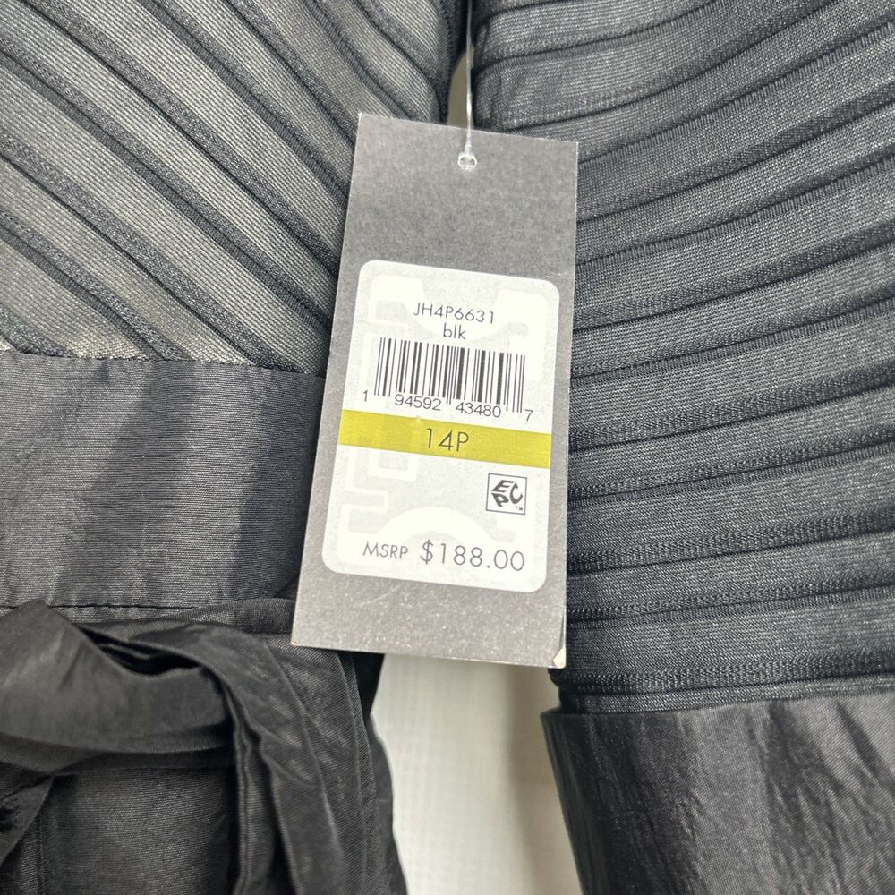 NWT Jessica Howard Women's 14P Black Mixed Media Tie Waist Ball Gown lined - Picture 5 of 10